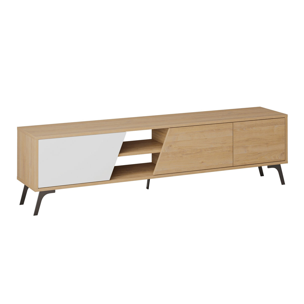 TV Meubel Fiona Eik Wit Melamine 180x48x35,6 cm