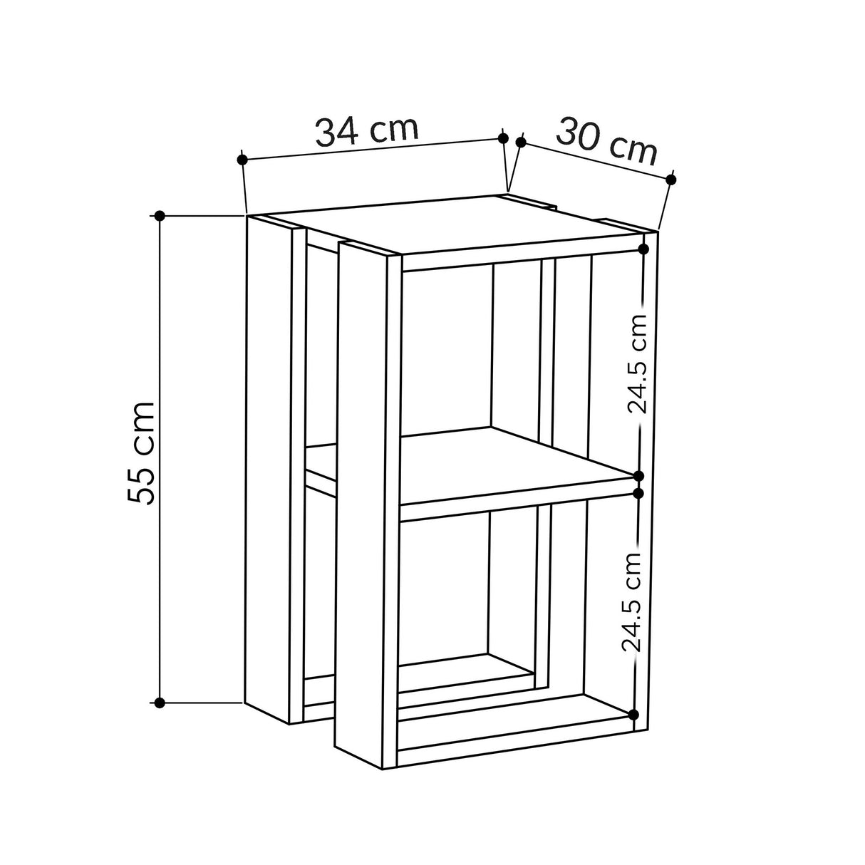 Nachtkastje Lonie Wit Melamine 30x55x30 cm