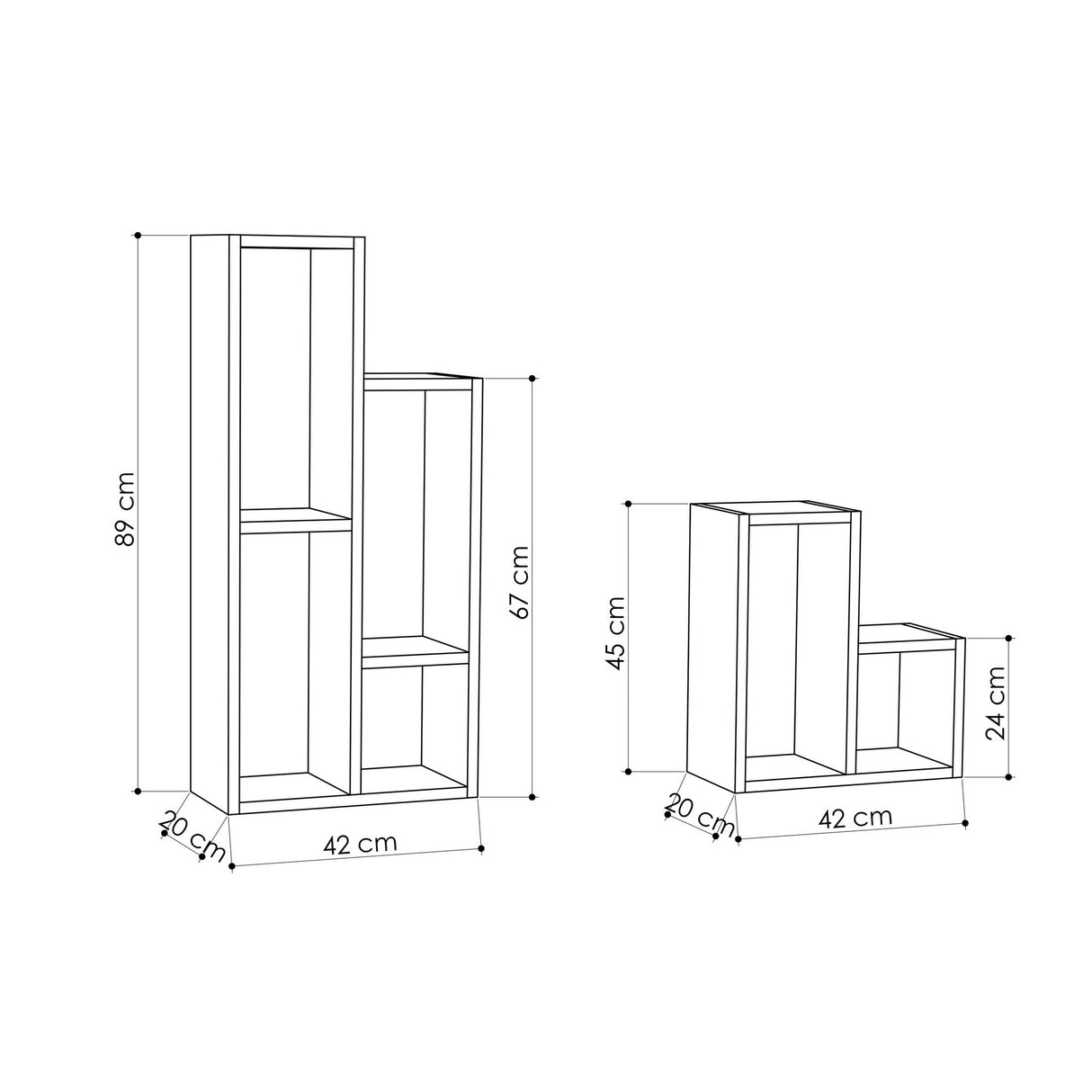 Boekenkast Sule Antraciet Melamine 42x89x20 cm