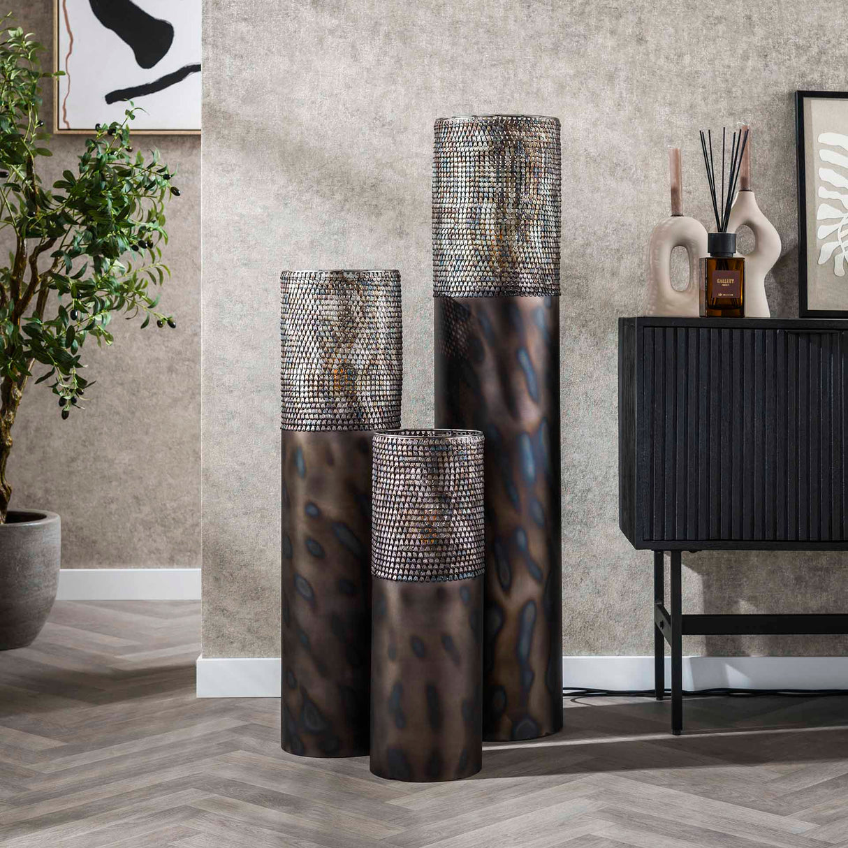 Vloerlamp cilinder Brick 60 cm zwart bruin