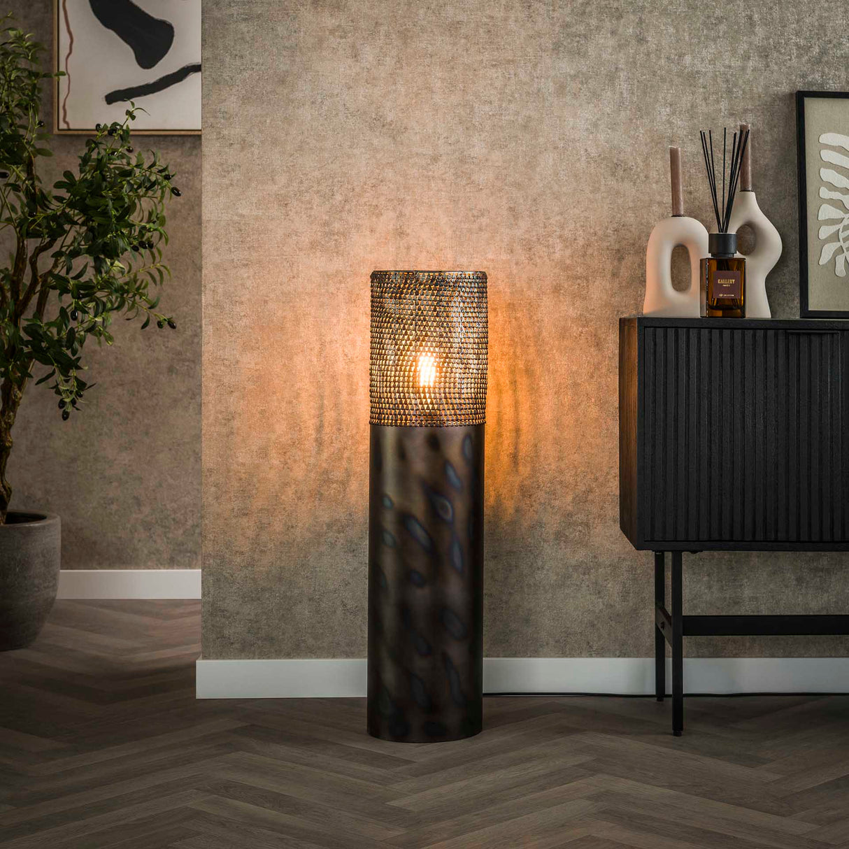 Vloerlamp cilinder Brick 90 cm zwart bruin
