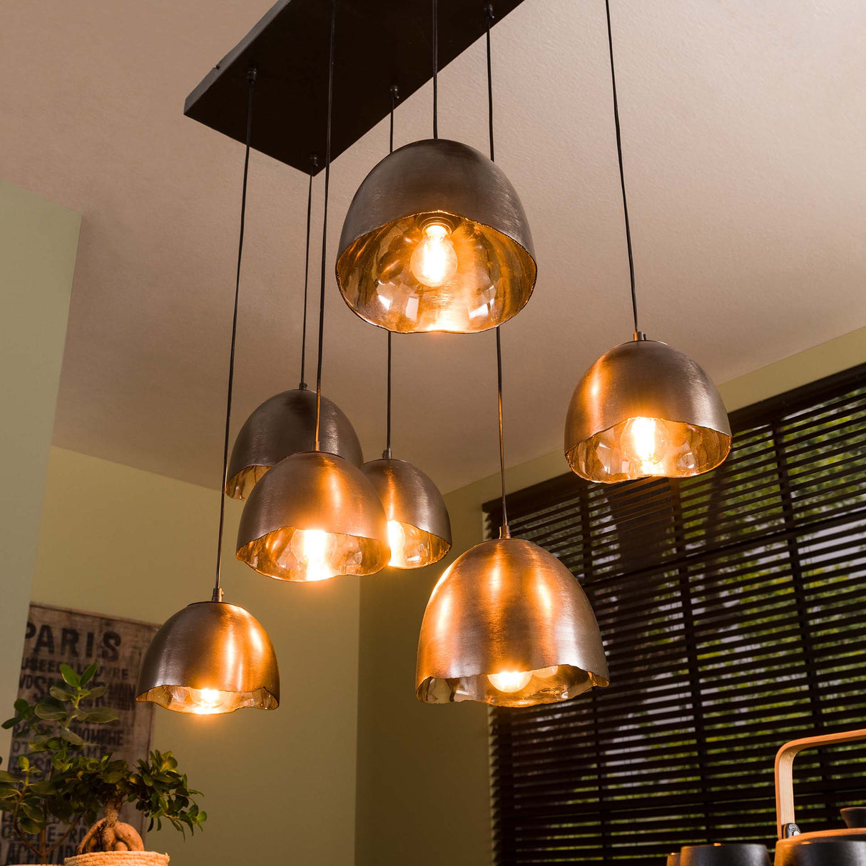 Industrielle Hanglampe Jame 7 Lights getreten