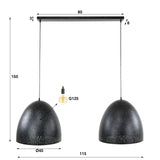 Hanglamp Kylian 2-lichts metaal zwart