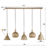 Hanglamp Sienna 5-lichts Beige 120 cm