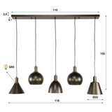 Hanglamp Sienna 5-lichts Bruin 120 cm