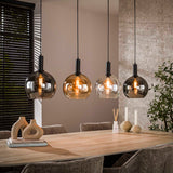 Hanglamp Valeo 4-lichts Zwart Metaal 135 cm