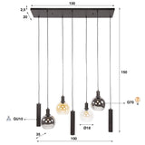 Hanglamp Valeo 7-lichts Zwart Metaal 110 cm