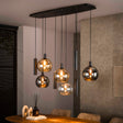 Hanglampen - Hanglamp 9 - lichts gekleurd glas zwart metaal Valeo 110 cm - Dimehouse