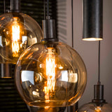 Moderne Hanglamp Glas Orbis Tricolore 5+4-lichts Zwart Metaal