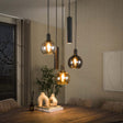 Hanglampen - Hanglamp 5 - lichts getrapt gekleurd glas zwart metaal Valeo - Dimehouse