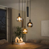 Hanglampen - Hanglamp 5 - lichts getrapt gekleurd glas zwart metaal Valeo - Dimehouse