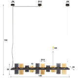 Hanglamp Khai 10-lichts cilinder gemixt glas
