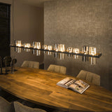 Hanglamp Khai 14-lichts cilinder gemixt glas