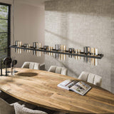 Hanglamp Khai 14-lichts cilinder gemixt glas