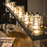 Hanglamp Khai 14-lichts cilinder gemixt glas