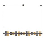 Hanglamp Khai 14-lichts cilinder gemixt glas