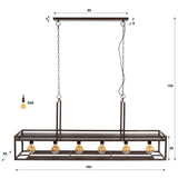 Hanglamp Eloisa 6-lichts metaal bruin