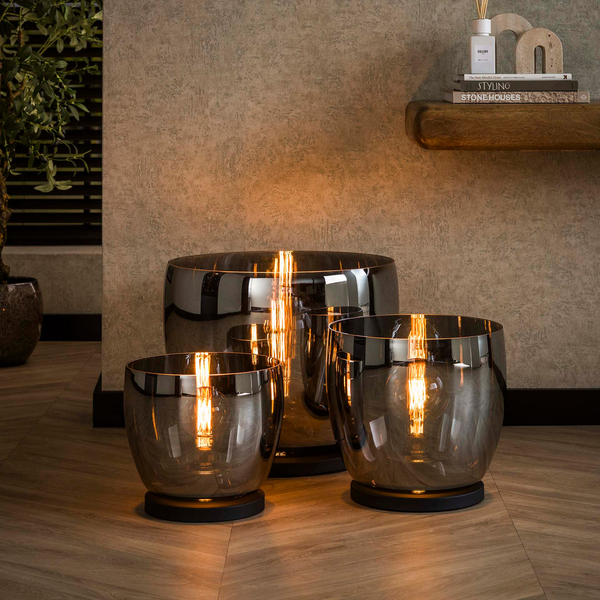 Vloerlamp Dain UP L Chroomkleurig glas