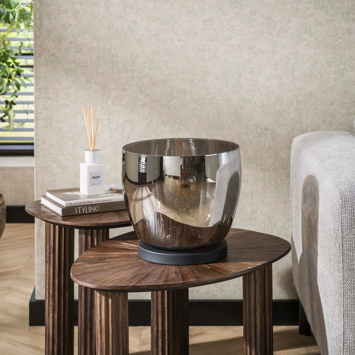 Vloerlamp Dain UP L Chroomkleurig glas