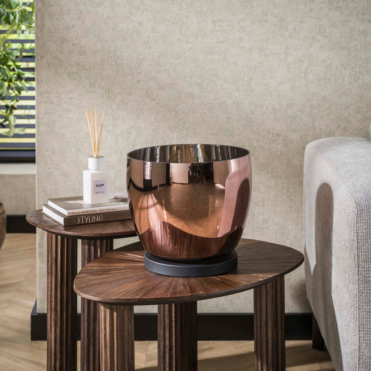 Vloerlamp Dain UP L Koperkleurig glas