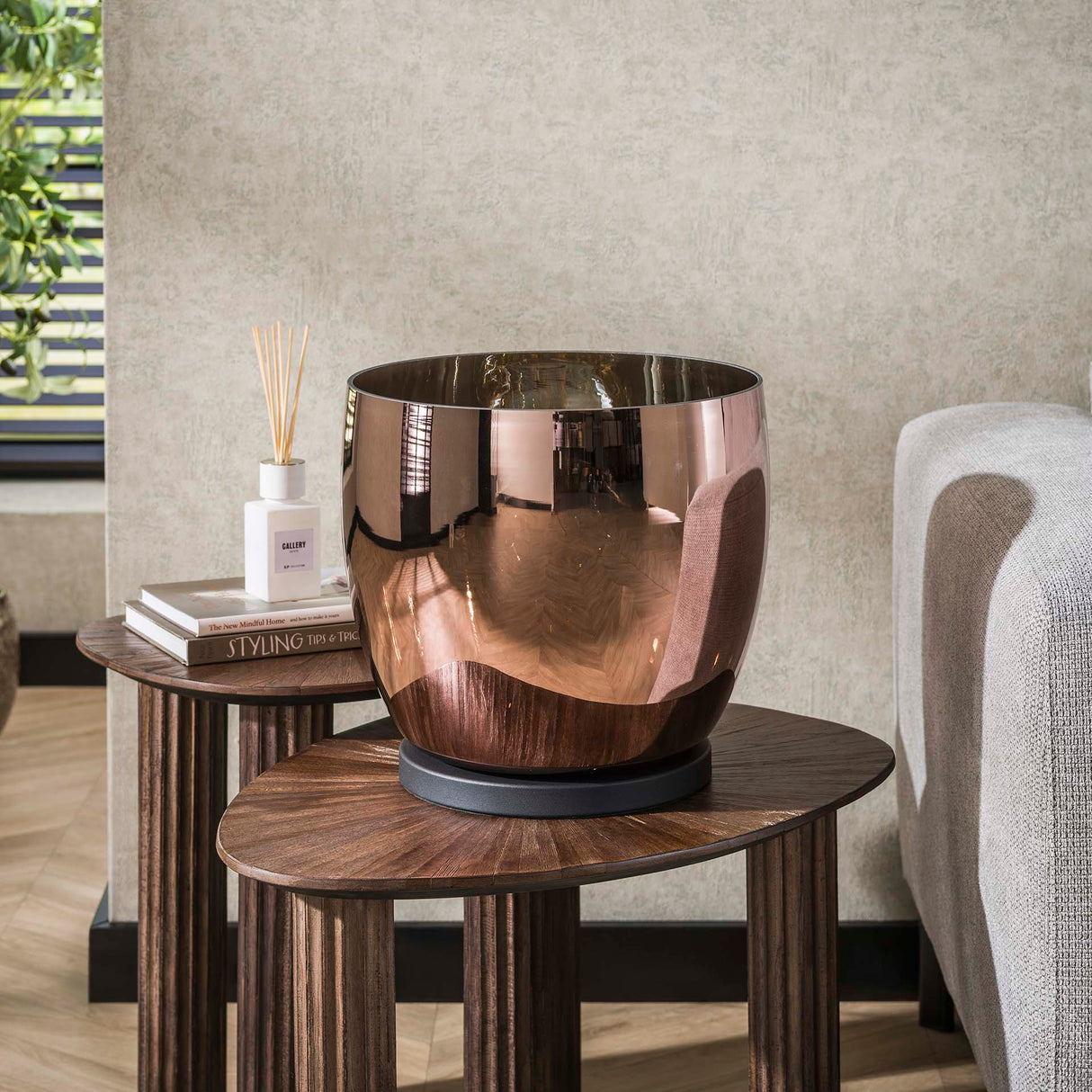 Vloerlamp Dain UP XL Koperkleurig glas