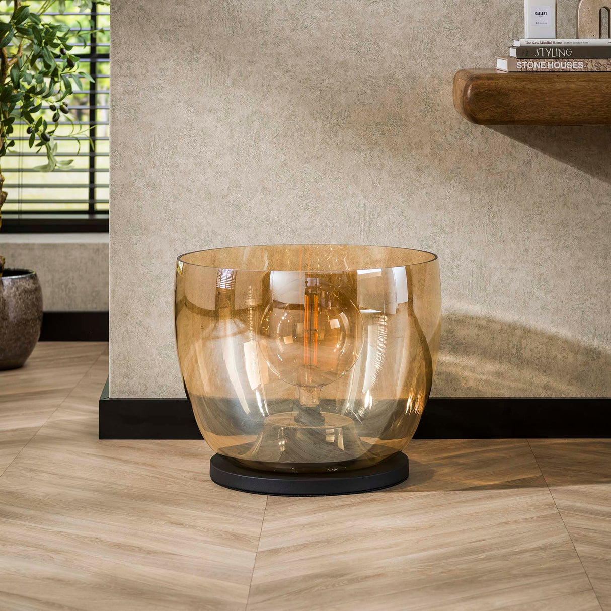 Vloerlamp Dain UP XXL Amberkleurig glas