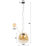 Hanglamp Dain 1-lichts XL amberkleurig glas
