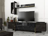 TV Meubel Set Veyron Zwart Goud Melamine 180x45x32,3 cm