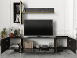 TV Meubel Set Veyron Zwart Goud Melamine 180x45x32,3 cm