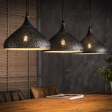 Hanglamp Aya 3 Funnel DH Interior Bruin LxBxH 114x40x31 Zwart bruin Sfeerfoto schuin vooraanzicht