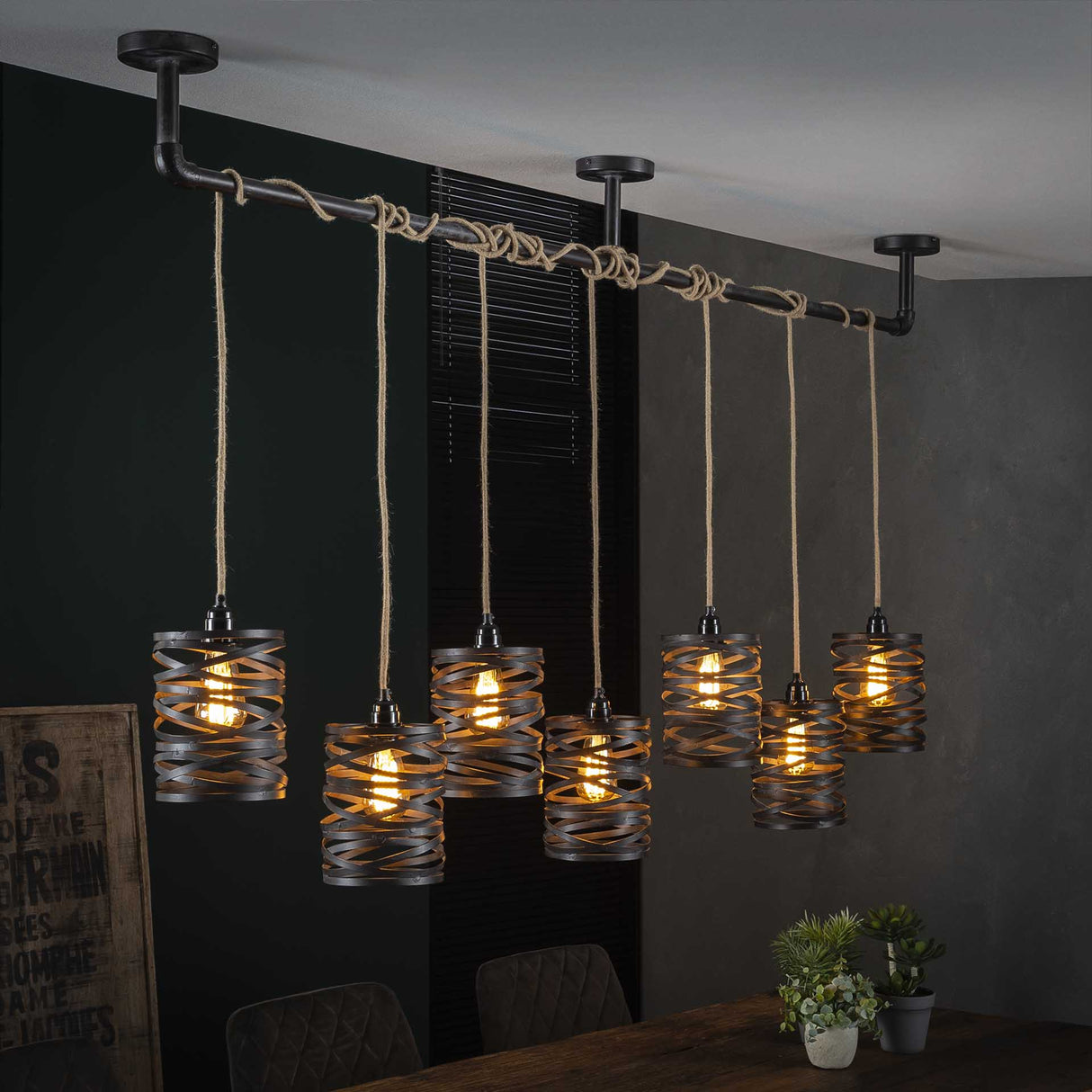 Industriële Hanglamp Twist Metaal 7-Lichts