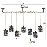 Industriële Hanglamp Twist Metaal 7-Lichts