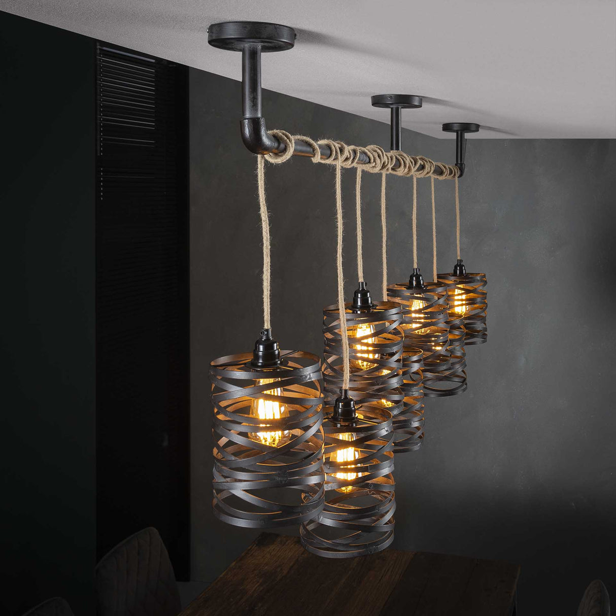 Industriële Hanglamp Twist Metaal 7-Lichts