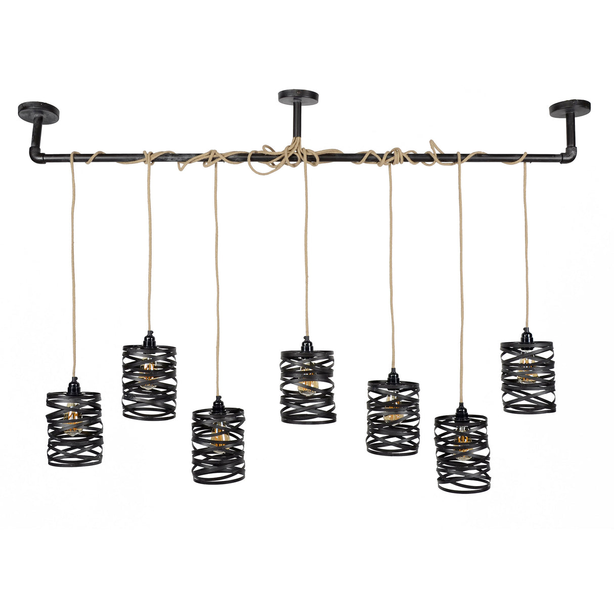 Industriële Hanglamp Twist Metaal 7-Lichts