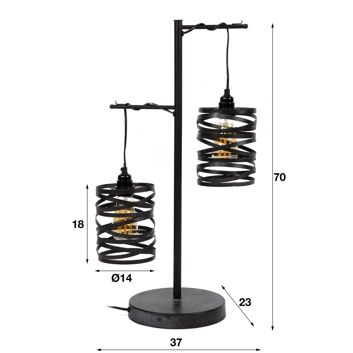 Lampe de table industrielle Spin Black 2 Lights