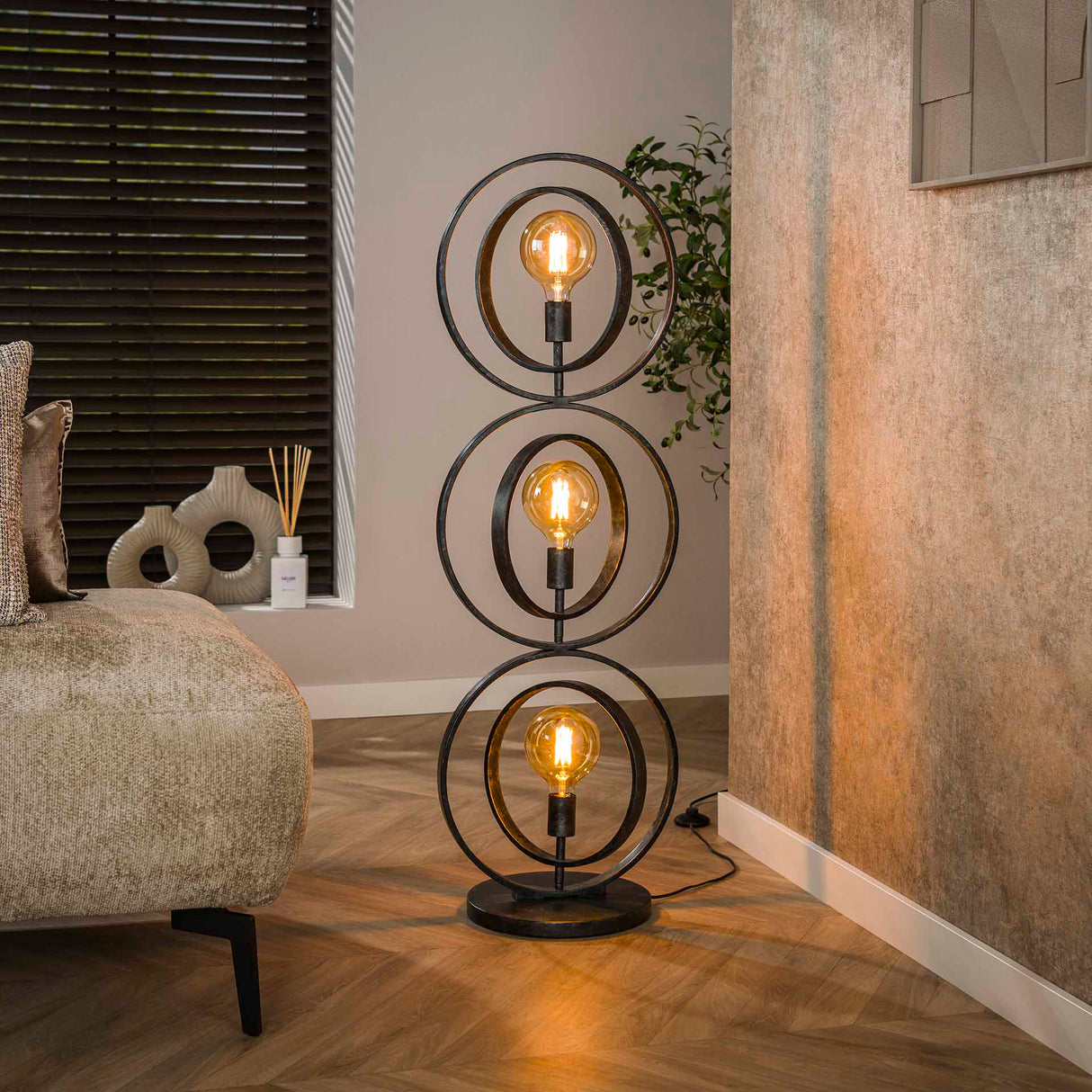 Industriële vloerlamp Otan metaal 3-lichts