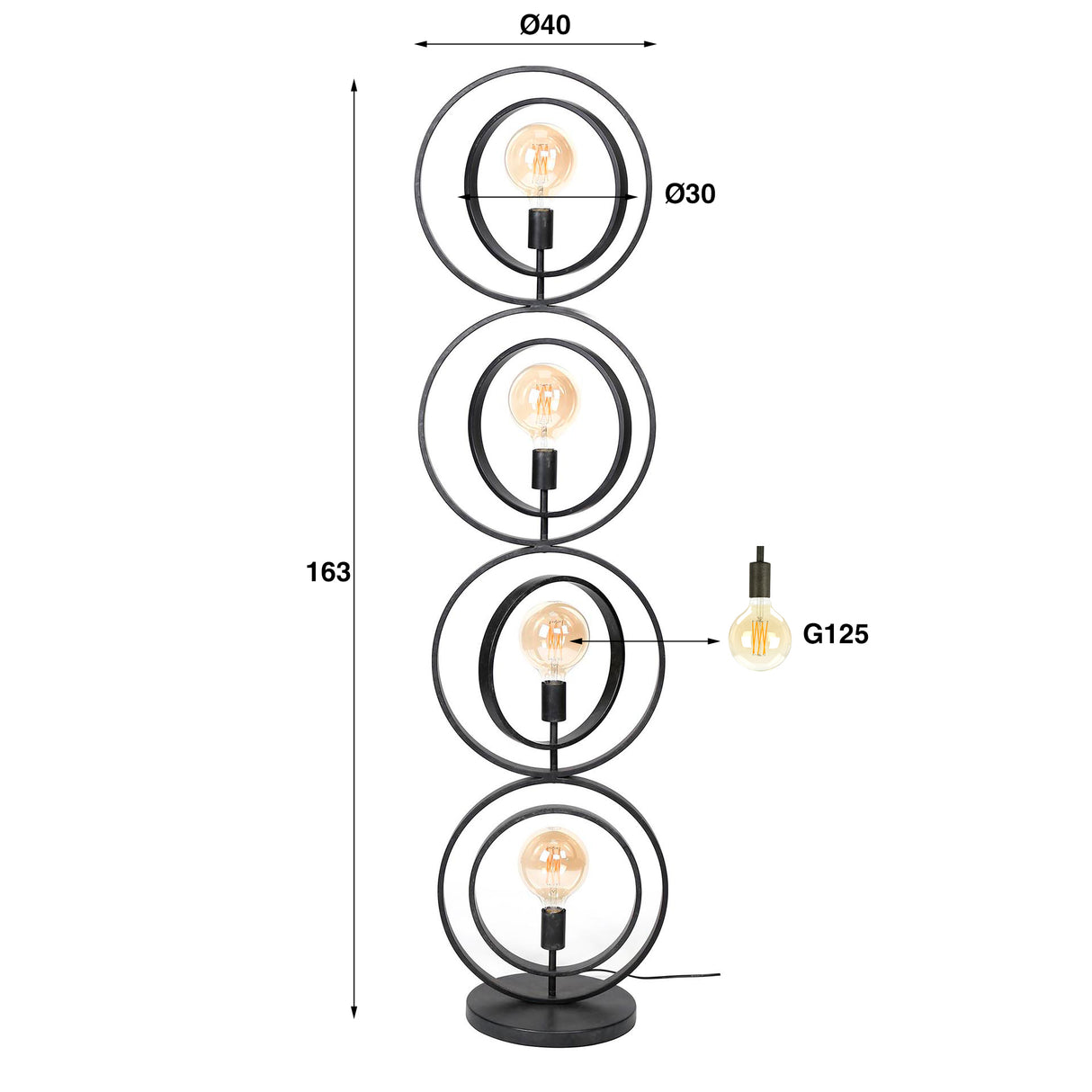 Industriële vloerlamp Otan metaal 4-lichts