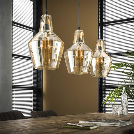 Industrial hanging lamp Dace 3-light Amber