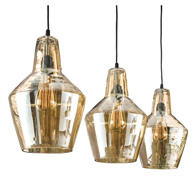 Industrial hanging lamp Dace 3-light Amber