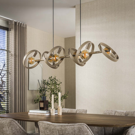 Hanglamp 6-lichts beige metaal rond Otan