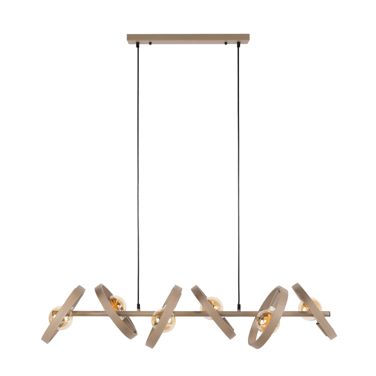 Hanglampen - Hanglamp 6 - lichts beige metaal rond Otan - Dimehouse