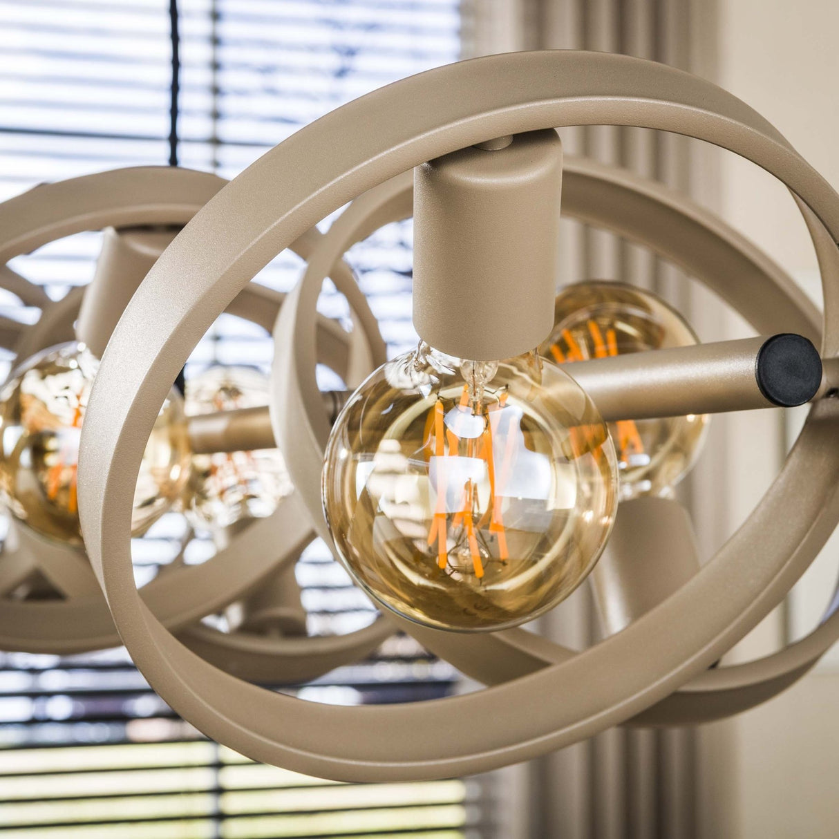 Hanglamp 8-lichts beige metaal rond Otan