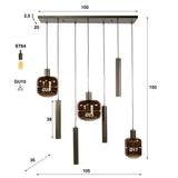 Hanglamp Dax 7-lichts brons 105 cm