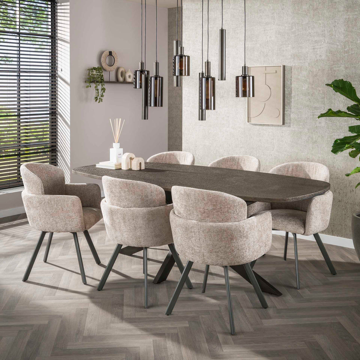 Moderne Hanglamp Aureo 9-lichts Sienna bruin