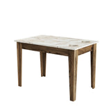Kiev keukentafel in walnoot wit 110 cm Walnoot/wit Melamine gecoat houtcomposiet