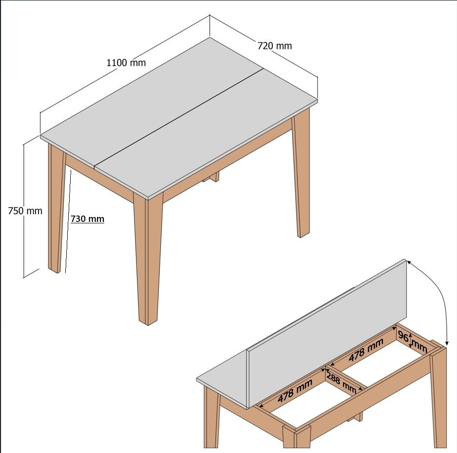 Kiev keukentafel ovaal in walnoot met zwart Walnoot, zwart Melamine gecoat houtcomposiet