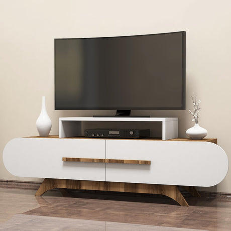 TV Meubel Rose Walnoot Wit Melamine 145x49,8x36,8 cm