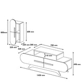 TV Meubel Set Rose Walnoot Wit Melamine 145x49,8x36,8 cm