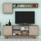 TV Meubel Set Inci Walnoot Wit Melamine 160x56,2x35 cm