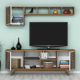 TV Meubel Set Inci Walnoot Wit Melamine 160x56,2x35 cm